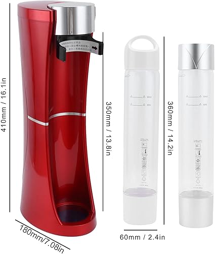 Machine à Soda, Machine à Eau Pétillante, Machine à Eau Gazeuse En Acier Inoxydable Pour la Maison, Avec Machine à Soda Et Deux Bouteilles D'eau Vides, Rapide, Portable (rouge) - Nail Gallerys