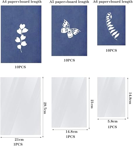 CEWROM Lot de 30 feuilles de papier cyanotype A4 A5 A6 avec 3 plaques acryliques - Impression solaire très sensible - Papier d'impression naturel pour enfants et adultes - Bricolage - Papier à dessin - Nail Gallerys