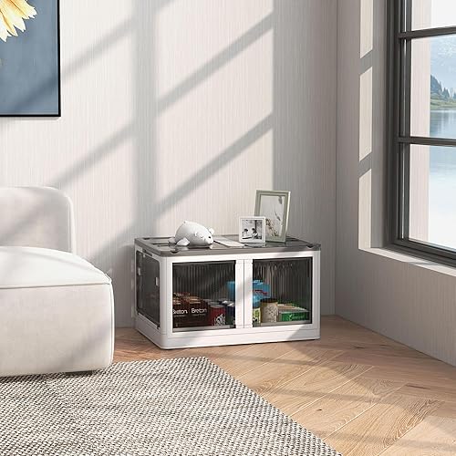 HOMCOM Boîte de rangement pliable et empilable 69L en plastique, caisse rangement cube avec couvercle et 4 roulettes, accès à 5 côtés, pour jouets et livres, blanc - Nail Gallerys