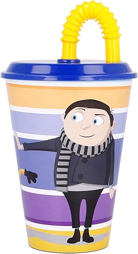 GOBELET RÉUTILISABLE POUR ENFANTS AVEC PAILLE EN PLASTIQUE SANS BPA 430 ML | MINIONS II - Nail Gallerys