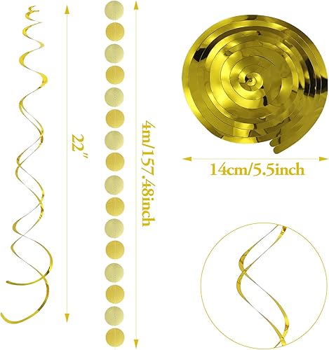 Lot de 30 spirales décoratives dorées - Guirlande à spirales - Crochets de plafond - Double spirale - Décoration de cercle doré - Pour anniversaire, mariage, Nouvel An ou carnaval - Nail Gallerys