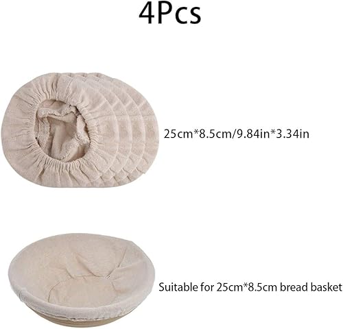 4 Ronde Panier D'imperméabilisation Du Pain Doublure En Tissu Pain Banneton Panier Doublure En Tissu Levain Banneton Chiffon D'imperméabilisation En Rotin Naturel Pâte De Cuisson Couverture De Panier - Nail Gallerys