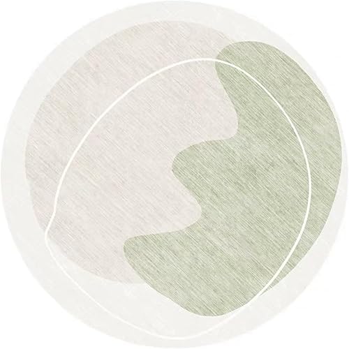 XESZIEO Tapis Salon Rond,pour Chambre à Coucher,Bureau,Couloir,Cuisine, Vert géométrique Abstrait,Ø 120 cm - Nail Gallerys