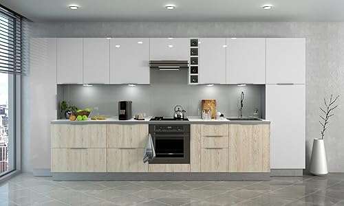 Berlenus CP8HT Meuble Haut de Cuisine avec 2 Portes Taupe Haute Brillance 80 x 34 x 70 cm - Nail Gallerys