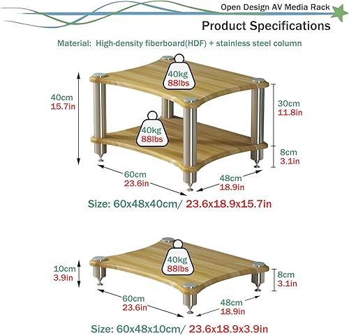 Meuble HiFi à 1/2/3/4 Etagères,Meubles pour Audio/Vidéo,Support en Acier,Meuble Multimedia,Meuble Bas,Meuble Tourne Disque vinyle,Meuble Imprimante,pour DVD,Console de jeu,Amplificateurs,Médias(Teak,6 - Nail Gallerys