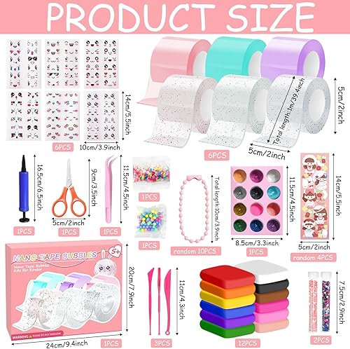 Nano Tape Bubbles Lot de 70 rubans adhésifs magiques Nano Blowing Bubble Tape DIY Nano double face Transparent Nano Tape Bubble Craft Kit pour enfants, filles et garçons - Nail Gallerys