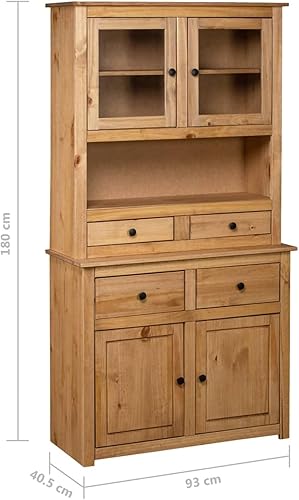 LAPOOH Buffet Haut 93x40,5x180 cm Pin Gamme Panama,Buffet,Buffet Salon,Buffet,Crédences et Vaisseliers,Meuble Salon,Meuble de Cuisine - Nail Gallerys