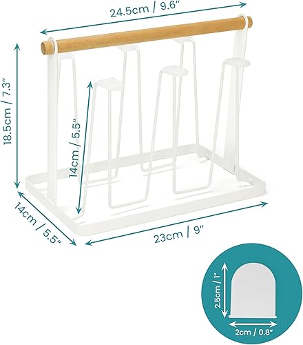Belle Vous Support Verres a Vin Blanc - Accroche Verres à Pied de Table en Métal avec 6 Crochets de Séchage - Égouttoir Autonome de Rangement & Présentoir - Nail Gallerys