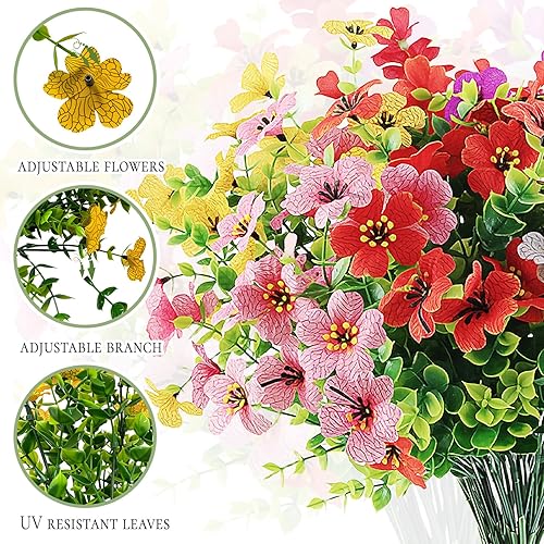 CIYIN Lot de 7 Paquets de Fleurs Artificielles, Fleur en Plastique Fausse Résistant aux UV, Verdure Arbustes Plantes Décoration, pour Intérieur et Extérieur Balcon Jardin Bureau Fenêtre Maison - Nail Gallerys