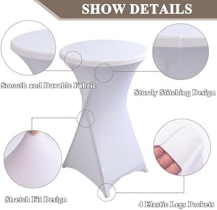 Nappe ronde extensible en élasthanne pour fêtes et événements, convient pour les mariages et les banquets, 80 x 110 cm - Nail Gallerys