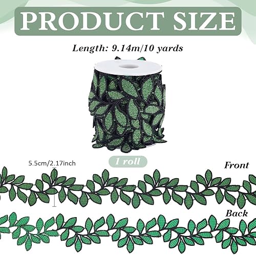 PH PandaHall 4.5m Ruban Dentelle Feuille Garniture Feuilles 55mm Vert Applique Garniture pour Artisanat Costume Couture Décor - Nail Gallerys