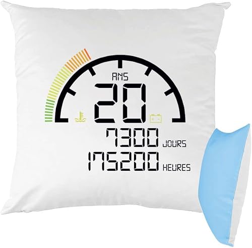 Mygoodprice Coussin Bicolore imprimé 40x40 cm 20 Ans Compteur Noir - Nail Gallerys