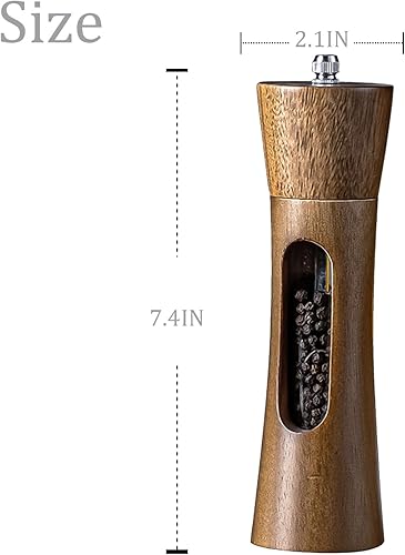 Lot de 2 moulins à poivre et sel en bois d'acacia naturel, acier inoxydable et céramique 20,3 cm - Nail Gallerys