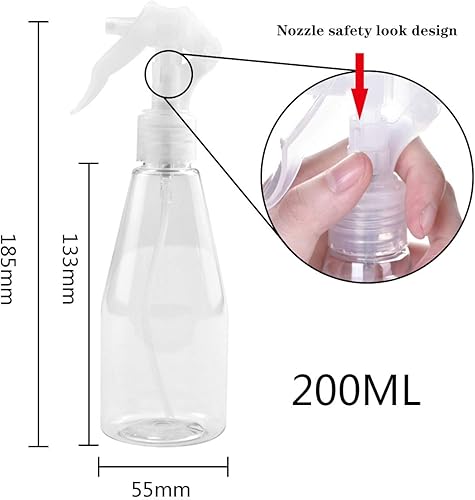 HQdeal 3 Pièces 200ml Bouteille de pulvérisation, Flacon Vaporisateur Vide Plastique Transparent, Pulvérisateurs à Gâchette, Spray Vide Rechargeable pour Nettoyage Jardinage Plante Fleurs Cosmétique - Nail Gallerys