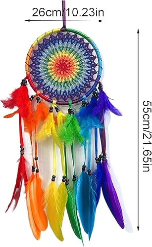Attrape-rêves pour mur, attrape-rêves fait à la main, ornement de plumes arc-en-ciel, décoration attrape-rêves, décoration murale à suspendre, attrape-rêves décoratif, pour salon, chambre à coucher - Nail Gallerys