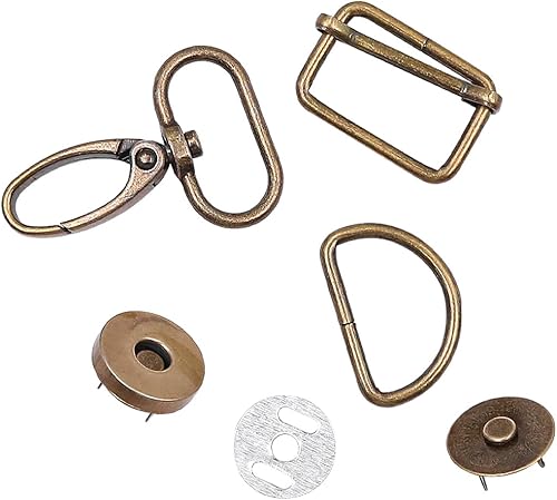 ANCLLO 40 pièces 25mm anneaux en D en métal pour sacs boutons magnétiques mousquetons pivotants pour sacs de bricolage couture sac à main bagages faisant des accessoires - Nail Gallerys