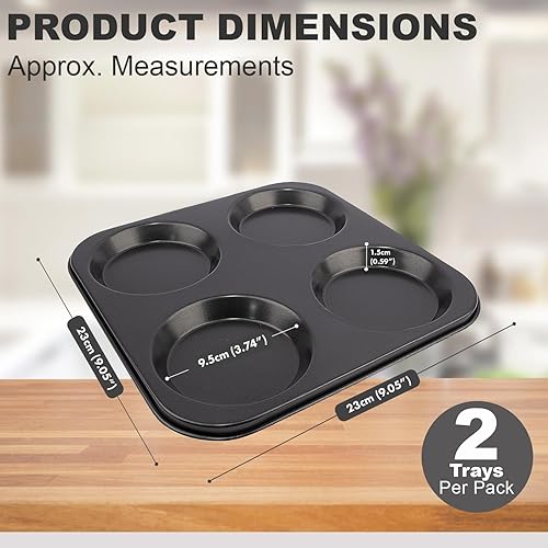 D.A.Y. Republic Plateau à pudding Yorkshire à 4 trous, 23 cm, en acier au carbone avec revêtement antiadhésif Goldflon pour les puddings parfaits (un plateau à pudding Yorkshire) - Nail Gallerys