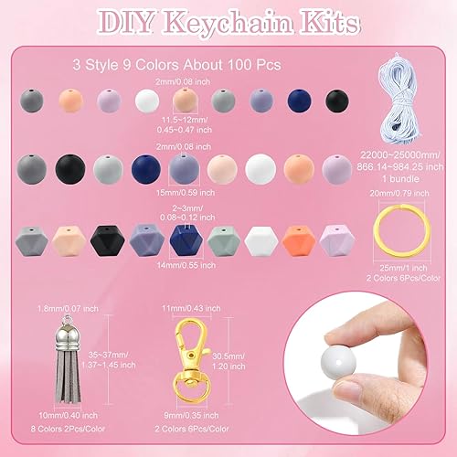 Stiesy Lot de 114 perles focales hexagonales en silicone de formes assorties - 12 mm, 10 mm, 15 mm - Perles d'espacement en vrac pour porte-clés, bagues, bracelets, colliers, bijoux - Nail Gallerys