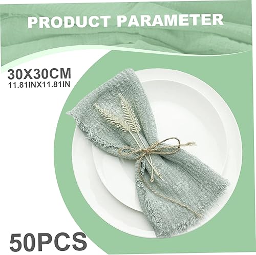 Tissu de serviettes de sauge | 50 pcs tissus serviettes Sage Green Soft confortable Coton Dîner de coton rustique lavable réutilisable Green Light Table Dîner serviettes pour l'événement de soirée de - Nail Gallerys