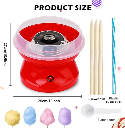 Machine à Barbe à Papa, 450w Cotton Candy Machine pour La Maison Barbe a Papa Appareil avec Cuillère Et 10 Bâtonnets Facile à Utiliser et Nettoyer Idéal pour Anniversaire Enfant, Rouge - Nail Gallerys
