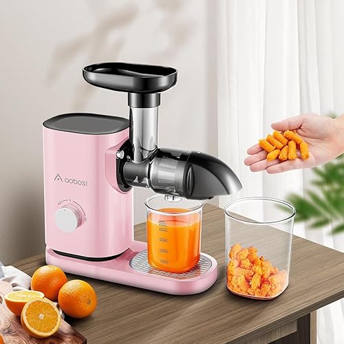 AAOBOSI Slow Juicer avec moteur silencieux/fonction marche arrière/brosse facile à nettoyer – Broyage doux sans filtration, extracteur de jus pressé à froid pour fruits et légumes, rose - Nail Gallerys