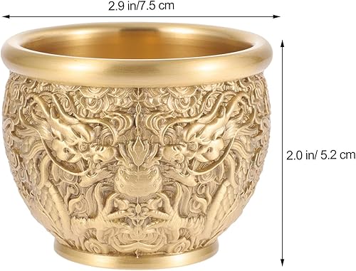 Cabilock Bassin Au Trésor Feng Shui en Laiton - Bol De Corne D'abondance De Dragon - Petite Richesse Tasse Porte- - D'offrande Doré D'argent pour L' Bénédiction - Nail Gallerys