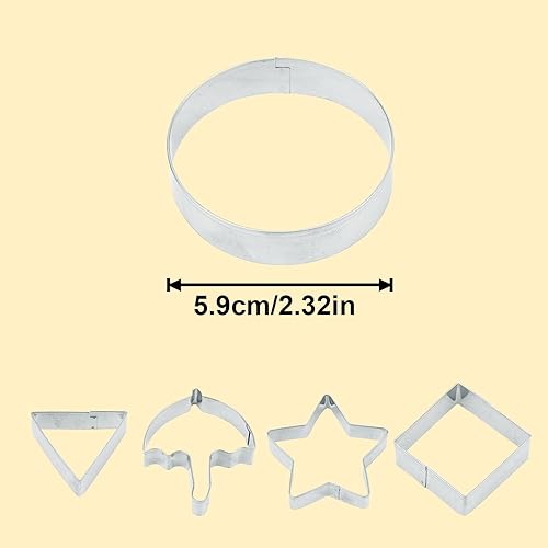 Tinoaly 5pcs Emporte-Pièces en Acier Inoxydable, Outils Fabrication Bonbons Coréens avec Moules Rond Étoile Triangle Parapluie Carré Outils Pâtisserie pour Maison Cuisine Desserts DIY Kit Jeu Fête - Nail Gallerys