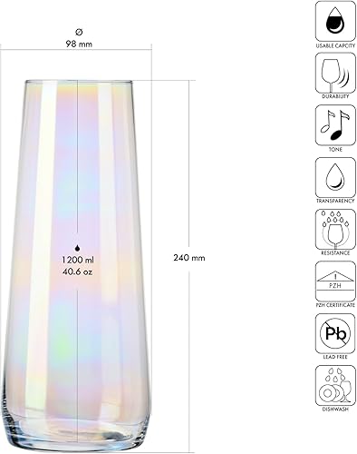 Krosno Vase / Carafe arc-en-ciel de 24 cm, verre irisé, verrerie polyvalente faite à la main, idéal pour les arrangements floraux ou le service de boissons, design unique, fabriqué en Europe - Nail Gallerys