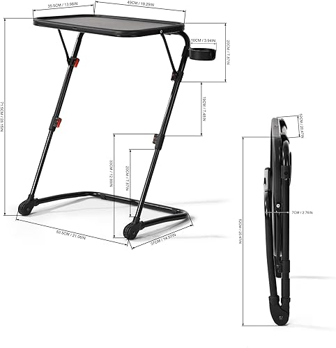 FurnitureR Table D'appoint à Hauteur Réglable, Bouts de Canapé de Salon, Mobile et à Angle Réglable, Pas D'assemblage Nécessaire, Facile à Plier pour Le Salon, la Chambre à Coucher, Le Balcon, Noir - Nail Gallerys