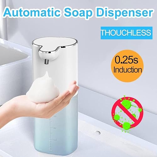 Savon Automatique, 400 ML Savon Mousse Rechargeable sans Contact Montage Mural, 4 volumes de Mousse réglables, ipx5 Savon électrique avec capteur de Mouvement Infrarouge - Nettoyage Automatique - Nail Gallerys