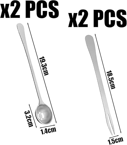 2 Fourchettes À Olives Et 2 Cuillères, Ustensiles De Cuisine, Couverts À Long Manche, Couverts En Acier Inoxydable, Cuillères À Manger, Cuillères À Assaisonnement - Nail Gallerys
