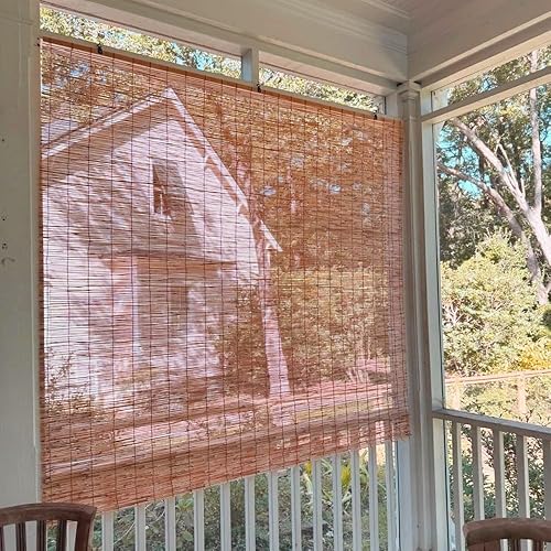 Générique Store en Bambou Exterieur, Rideau Enrouleur Bambou sans Percage 10 À 180 Cm Largeur, sur Mesure Stores Occultant, Rétro Persienne Terrasse Store Roulant avec Levage - Nail Gallerys