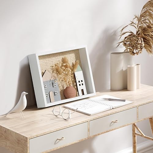 JUJOYBD Décoration murale, maisonnette et mini pots avec fleurs séchées, style bohème, cadre 3D, à poser ou à suspendre, pour chambre à coucher, salon, couloir, 24 x 18 x 4 cm - Nail Gallerys