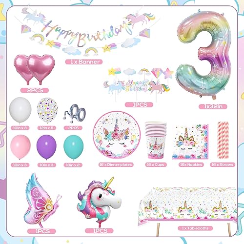 Sancuanyi Decoration Anniversaire Licorne,Anniversaire Licorne Fille 3 Ans,Fille Decoration Table Nappe,3D Ballon Unicorn,Decoration Gateau Unicorn Enfants Party Fête Mariages - Nail Gallerys