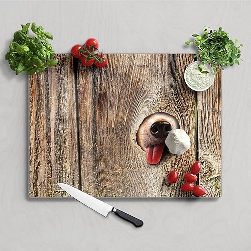 DEQORI Planche à découper en verre | Grande taille 40 x 30 cm | Motif visage d'un chaton | Planche à découper design pour cuisine | Planche à petit-déjeuner antibactérienne & antidérapante | Plateau - Nail Gallerys