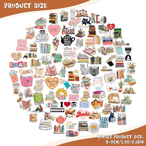 Amabro Lot de 100 autocollants de lecture en vinyle imperméable pour ordinateur portable, amateurs de livres, scrapbooking, accessoires cadeaux - Nail Gallerys