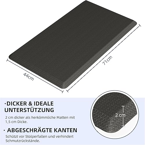 MUTUN Tapis de cuisine antidérapant anti-fatigue, 20 mm d'épaisseur, en mousse PVC imperméable, tapis de cuisine, de sol, marron, 44 x 152 cm - Nail Gallerys