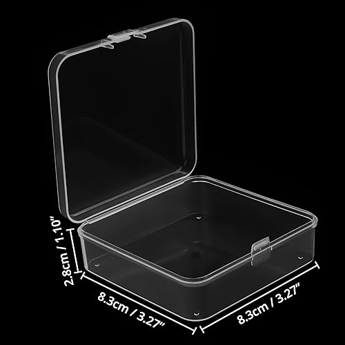 BELLE VOUS Petite Boite de Rangement Plastique Transparent avec Couvercle à Charnière (Lot de 24) - L8,3 x l8,3 x H2,8 cm - Mini Boite Rangement Plastique pour Pilules, Perles, Bijoux et Artisanat - Nail Gallerys