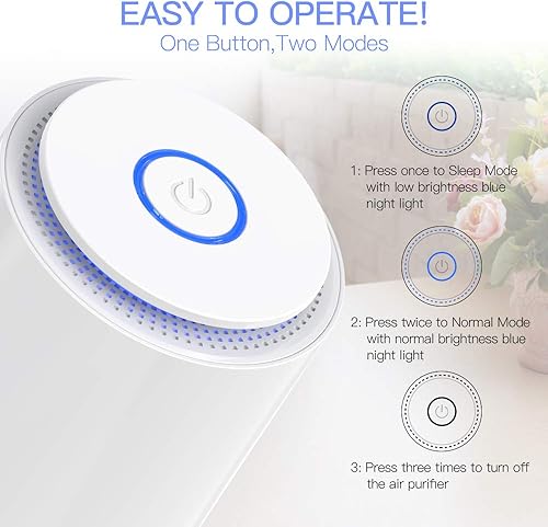 Purificateur d'air HEPA, Filtre à Charbon Actif, Ultra Silencieux, Fonction Aromathérapie,2 Mode Loniseur d'allergie, Fumée, Moisissure, Pollen,Poils d'animaux à la Maison, Bureau - Nail Gallerys