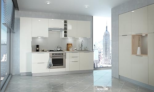 Berlenus CP3HB Meuble Haut de Cuisine avec 1 Porte Blanc Haute Brillance 30 x 34 x 70 cm - Nail Gallerys