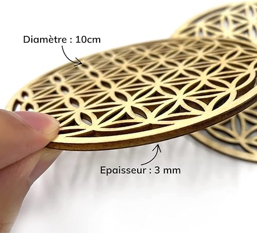 Fleur de Vie Haute Qualité en Bois pour Purification, Méditation, Décoration, sous Verre,Taille 10x10cm - Nail Gallerys