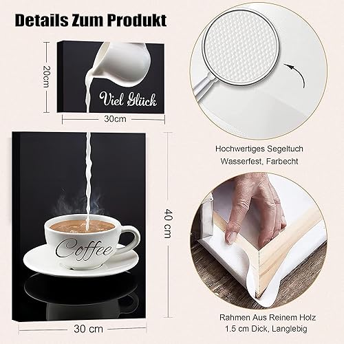 APOXYO Lot de 2 posters de cuisine avec cadre, décoration murale pour cuisine, cuisine, moderne en noir et blanc, décoration de salle à manger - Nail Gallerys