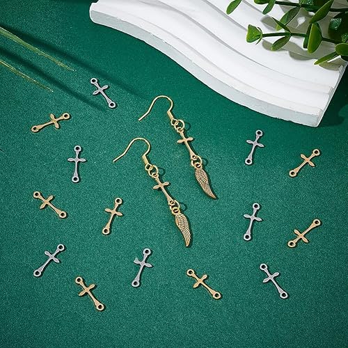 UNICRAFTALE 60pcs 2 couleurs Breloques Croix Breloque Acier Inoxydable Breloque Connecteur Croix Breloques Doré Breloque Croix Pendentifs de Pâques pour la Fabrication de Bracelet Collier et de Bijoux - Nail Gallerys
