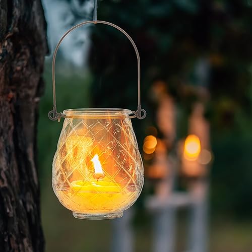 Relaxdays Photophores, Lot de 12, Verre, Anse, H x D: 10 x 8,5 cm, extérieur & intérieur, lanternes, Transparent - Noir - Nail Gallerys