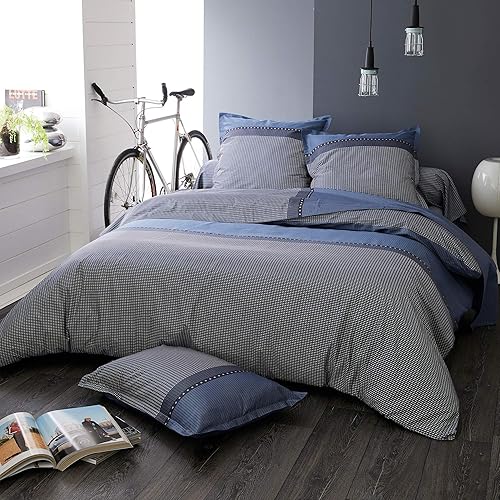 Linnea Drap Plat 280x325 cm Satin de Coton Enzo Bleu - Nail Gallerys