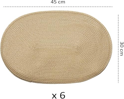 byoeko Lot de 6 sets de table ovales décoratifs de 45 x 30 cm (beige clair) - Nail Gallerys