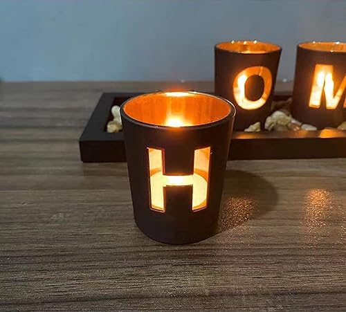 Photophore Home - En porcelaine - Noir de l'extérieur et doré à l'intérieur - Avec plateau en bois - Effets de lumière dorés - La meilleure décoration pour table à manger de maison de campagne - Nail Gallerys