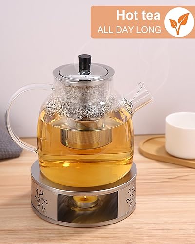 1500ML Theiere en verre avec infuseur,Theiere Avec Infuseur 1,5 litre, Theiere Verre Chauffant Transparent avec Filtre Amovible en Acier Inoxydable, Adapté au thé Parfumé, thé Vert, thé Noir, - Nail Gallerys