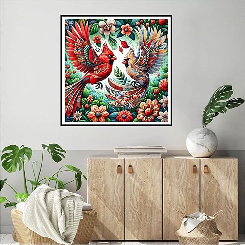 QQYRHN 5D DIY Oiseaux D'amour Kits de Peinture Diamant, Complète Fleurs Diamond Painting pour Adulte Débutants, Oiseaux Art du Diamant, Décoration Murale Maison Peinture au Diamant Avec 30x30 cm - Nail Gallerys