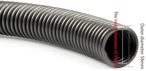 Tuyau d'aspirateur robuste, 2 mètres de long avec raccord de 50 mm de diamètre intérieur (noir) - Nail Gallerys